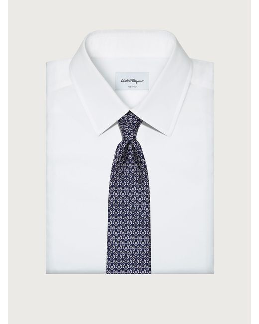 Ferragamo Blue Gancini Detail Tie for men