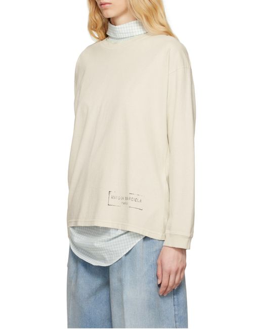 Maison Margiela Natural Logo-Printed Round-Neck Jumper