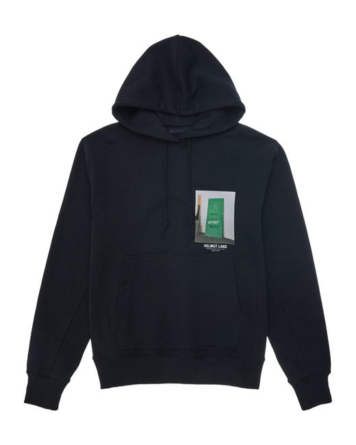 Helmut Lang Blue Photo Printed Drawstring Hoodie for men