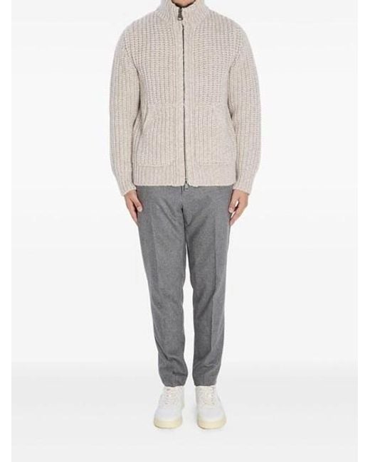 Roberto Collina Natural Ribbed Zip-Up Knitwear for men