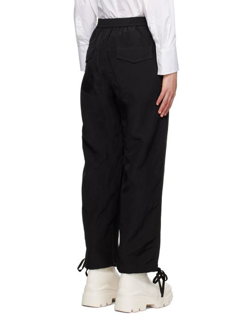 MSGM Black Elasticated-Ankles Wide-Leg Trousers