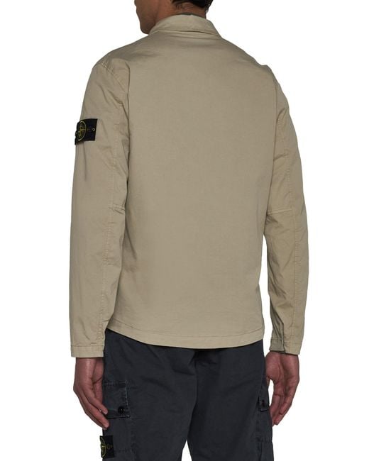 Stone Island Green Logo Patch Zip-Up Jacket for men