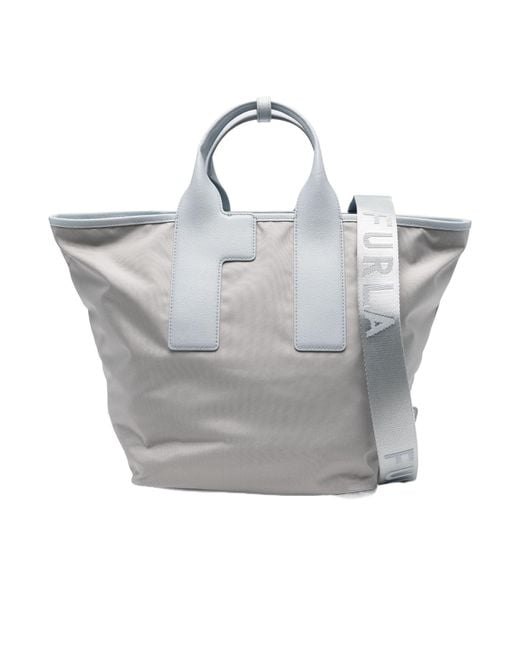Furla Gray Piuma L Tote Bags