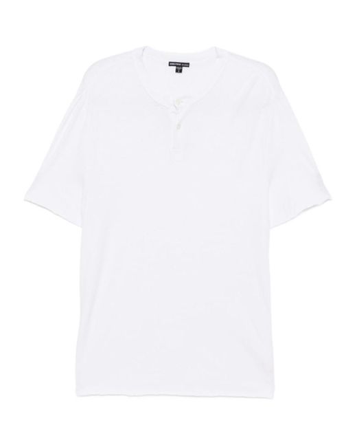 James Perse White Two-Button T-Shirt for men