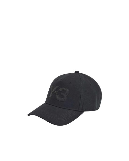 Y-3 Black Printed Logo Baseball Cap for men