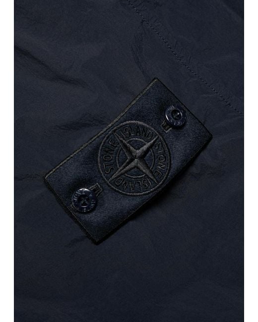 Stone Island Blue Solid-Color Long-Sleeve Shirt for men