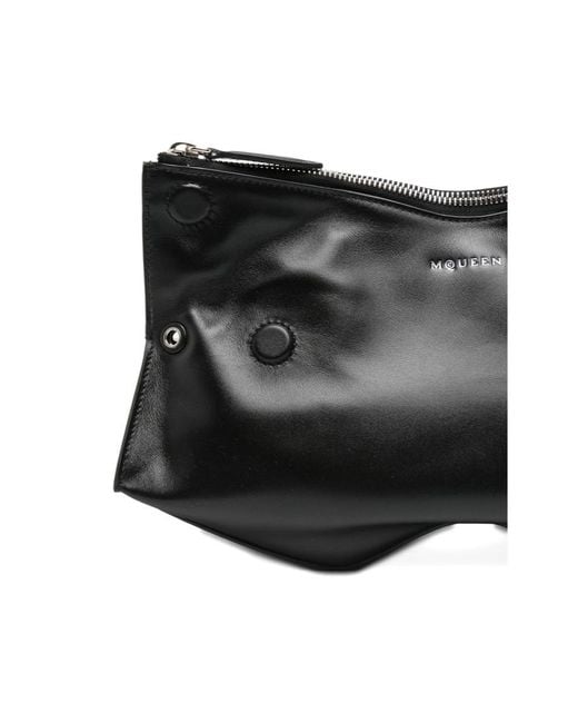 McQueen Black Manta Clutch Bag