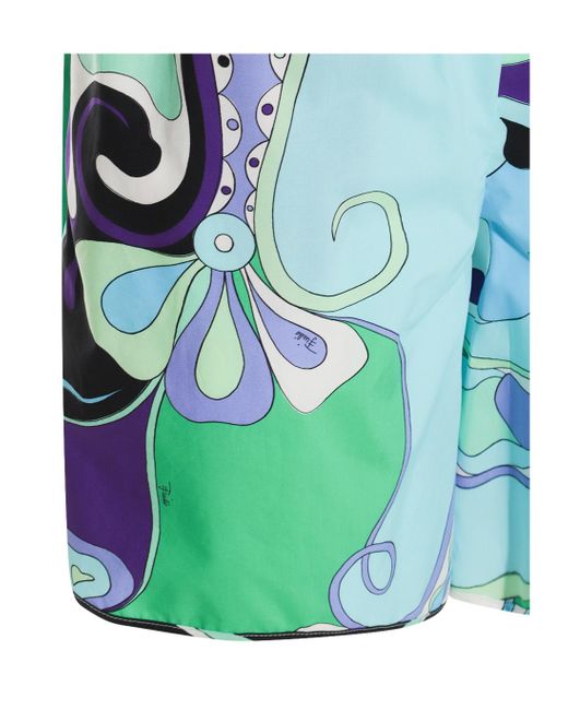 Emilio Pucci Blue Orchidee-Print Shorts