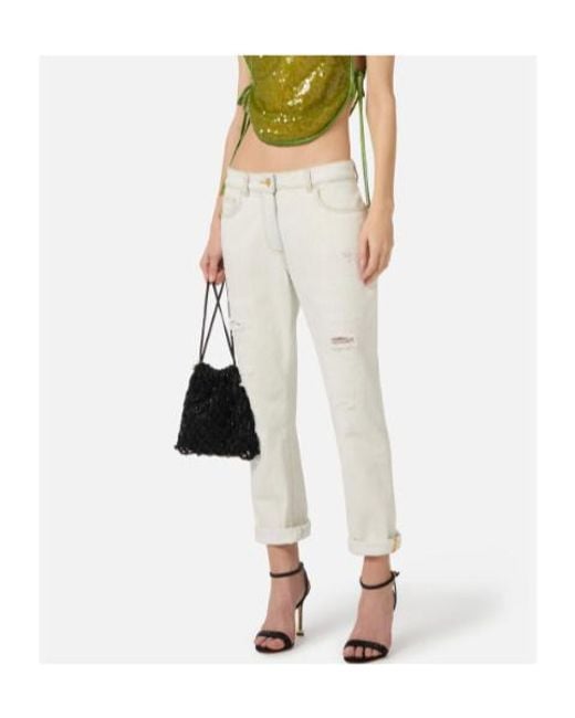 Elisabetta Franchi Gray Denim Five-Pocket Trousers