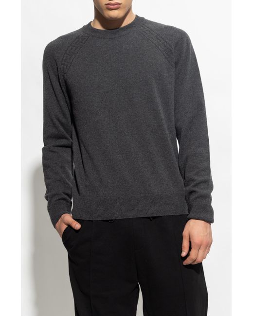Versace Gray Greca Crewneck Jumper for men