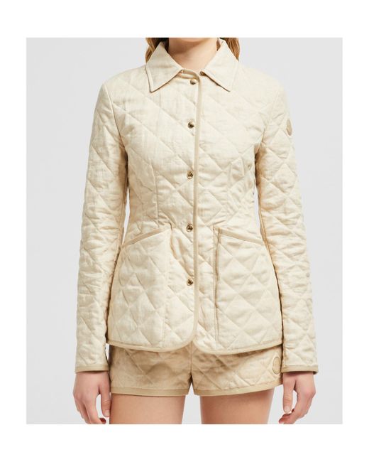 Moncler Natural Uzes Diamond-Quilted Padded Linen Jacket