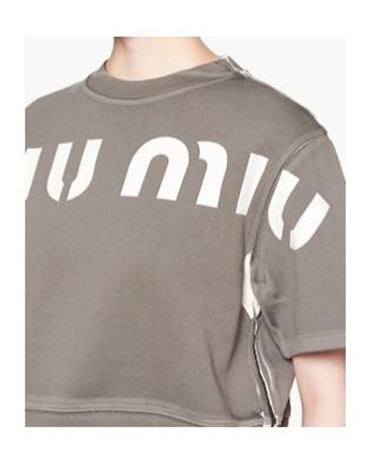 Miu Miu Gray Printed Cotton Sweatshirt