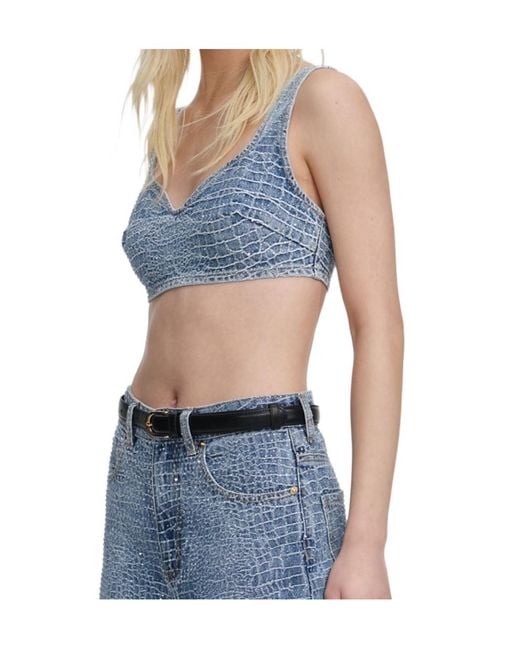 Self-Portrait Blue Denim Top