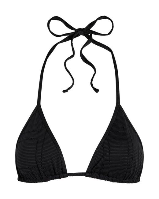Totême Black Monogram Pointelle Bikini Top
