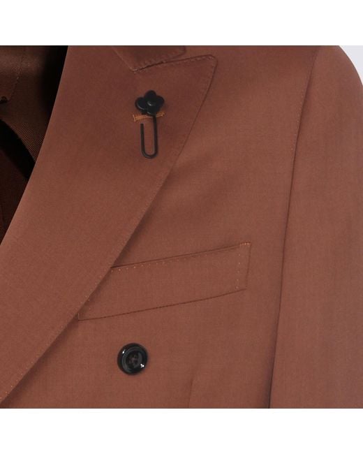 Lardini Brown Two-Piece Double-Breasted Suit for men