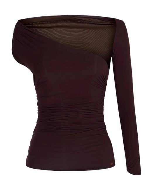 Elisabetta Franchi Purple Asymmetrical Neckline Top