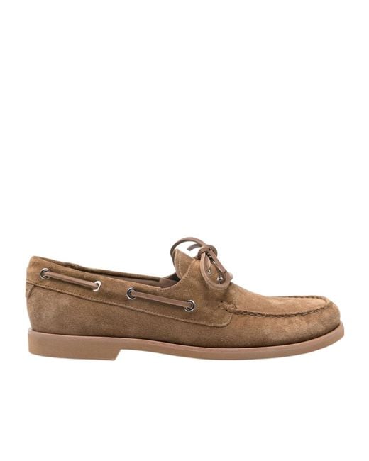 Gianvito Rossi Brown Vande Suede Boat Shoes for men
