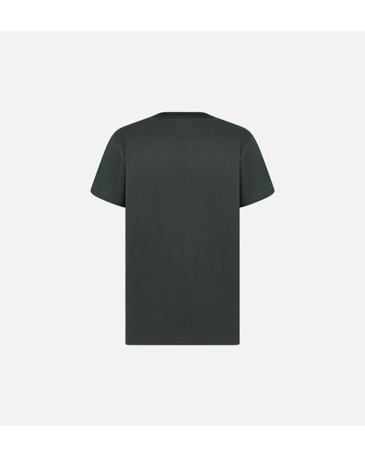 Dior Green Homme Ribbon Logo Detailed Crewneck T-Shirt for men