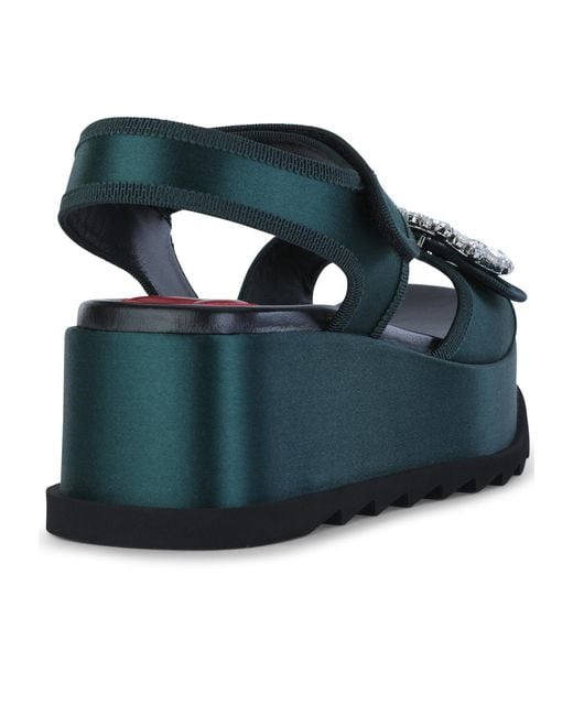 Roger Vivier Green Embellished Sandals