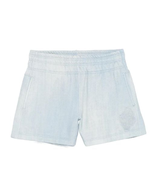 Ermanno Scervino Blue Floral-Appliqué Shorts