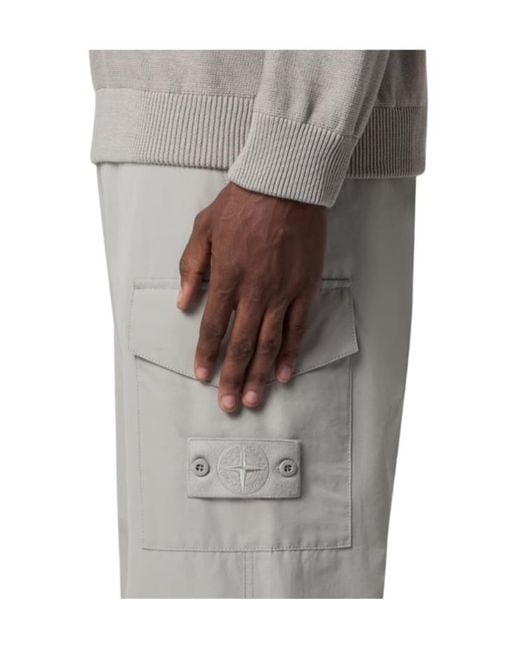 Stone Island Gray Ghost Straight-Leg Cargo Pants for men