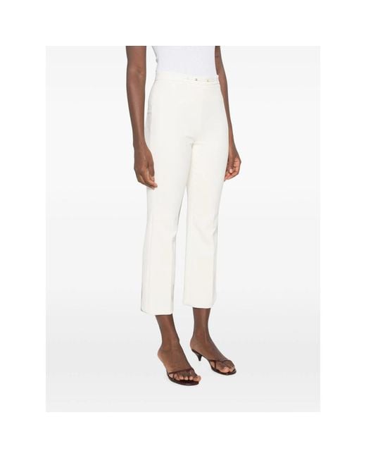 Elisabetta Franchi White Cropped Logo-Plaque Trousers