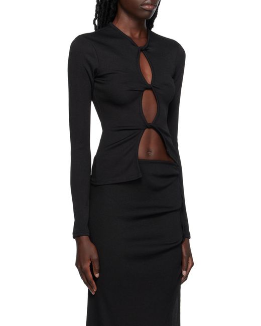 Christopher Esber Black Twisted-Effect Cut-Out Top