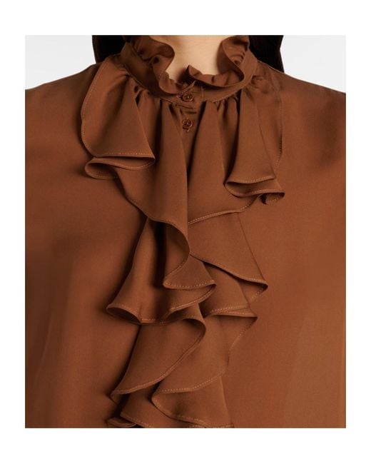 Nili Lotan Brown Ruffled Shirt
