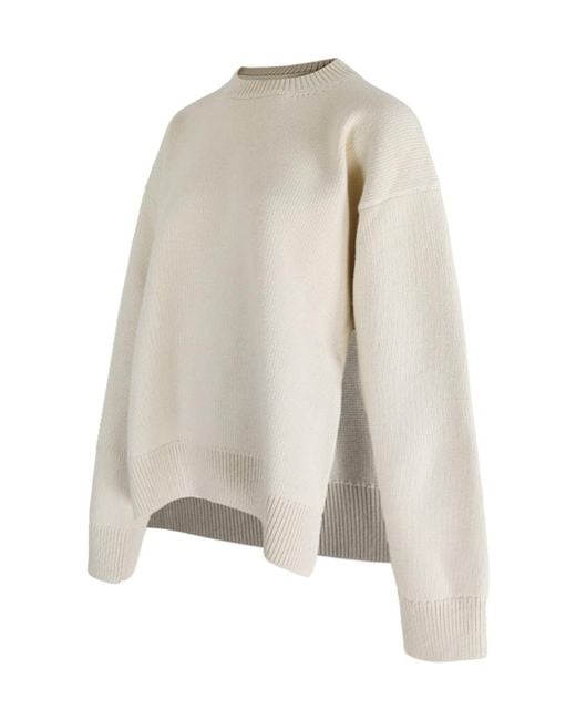 Jil Sander White Crew-Neck Sweater