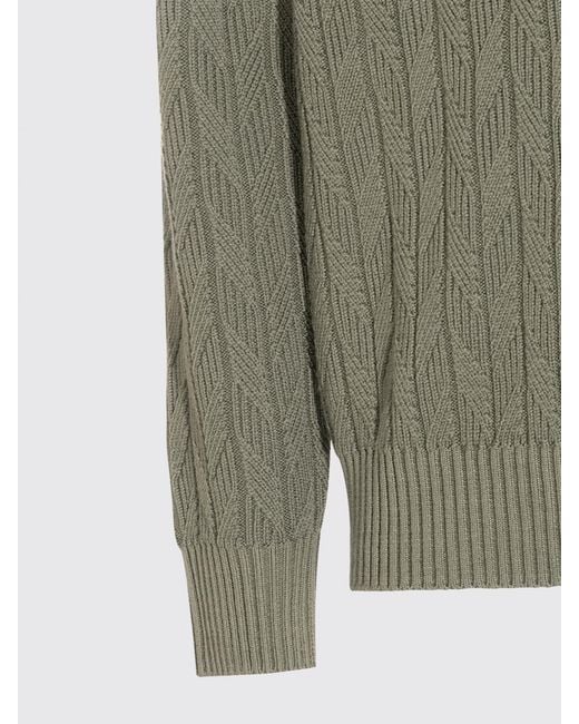 Canali Green Textured Polo Knitted Sweater for men