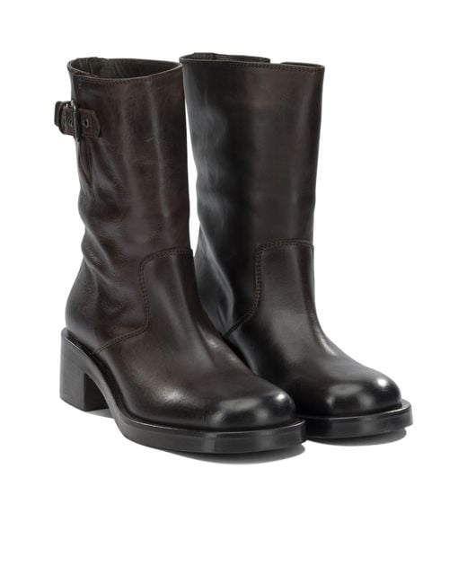 Strategia Black Round-Toe Ankle Boots