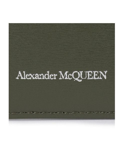 McQueen Green Skull Leather Card Holder