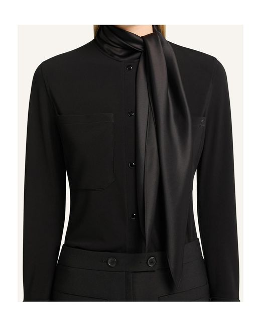 Courreges Black Satin-Scarf Jersey Shirt