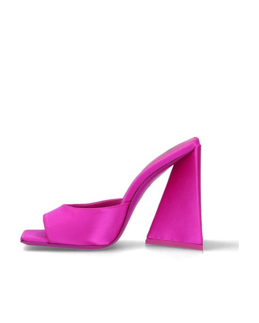 The Attico Pink The Devon Square-Toe Satin Finish Mules