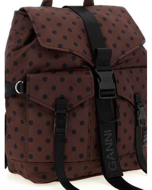 Ganni Brown Patterned Backpack