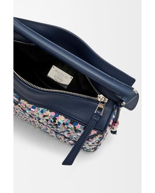 Loewe Blue Puzzle Small Logo Shoulder Bag