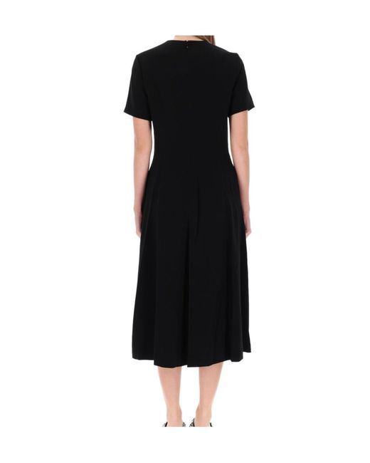 Theory Black Crepe Flared Hem Midi Dress