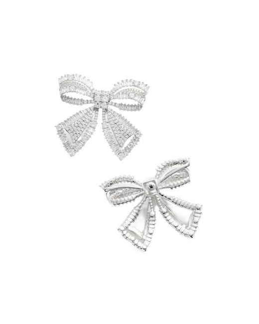 Self-Portrait White Crystal Bow Earrings