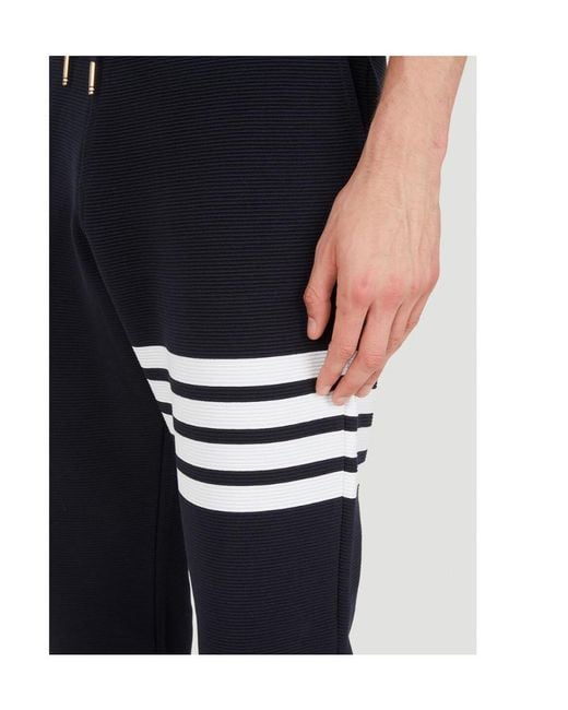 Thom Browne Blue 4-Bar Drawstring Track Pants for men