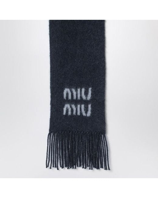 Miu Miu Blue Logo Scarf