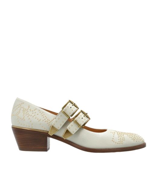 Chloé White Chloé Susan Buckled Pumps