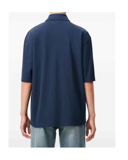 AMI Blue Ami Ami De Coeur Short-Sleeved Polo Shirt for men