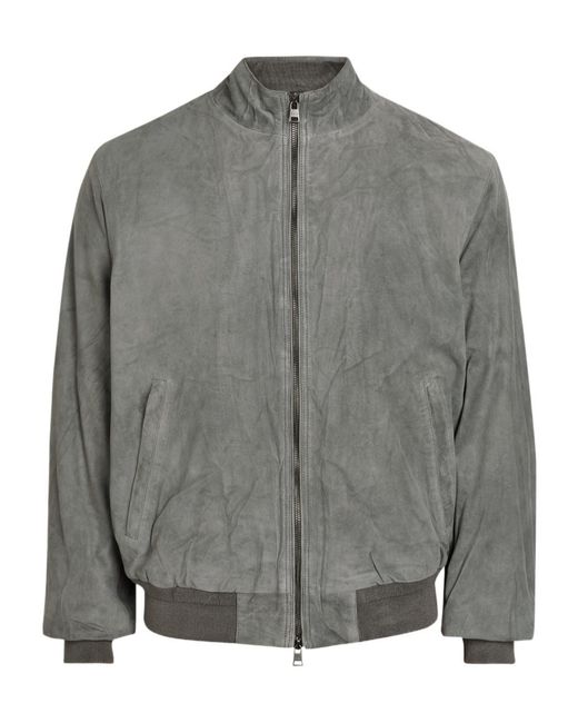 Polo Ralph Lauren Gray Suede Bomber Jacket for men