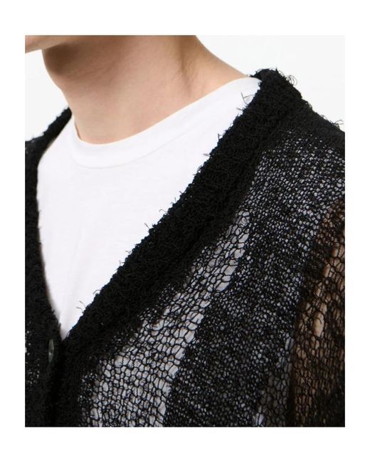 Our Legacy Black Sheer Open-Knit Cardigan for men