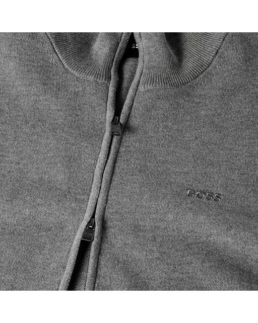 Boss Gray Zip-Up Knit Jacket for men