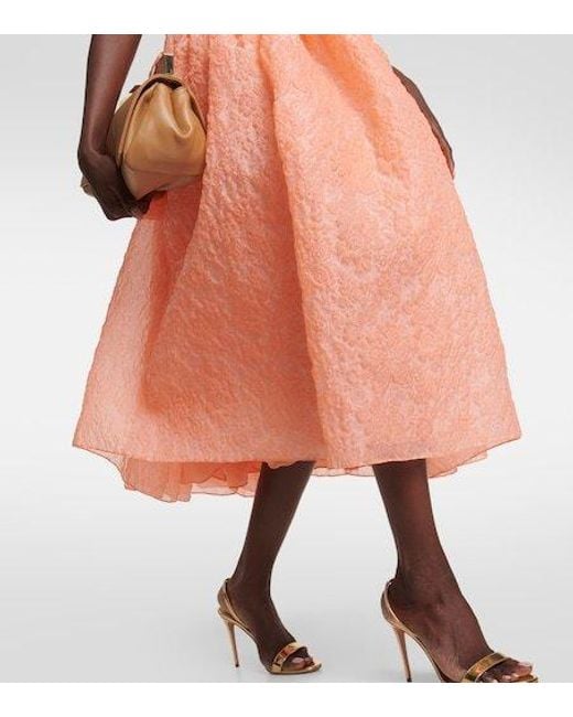 Erdem Orange Abelia Organza Cloque Midi Dress