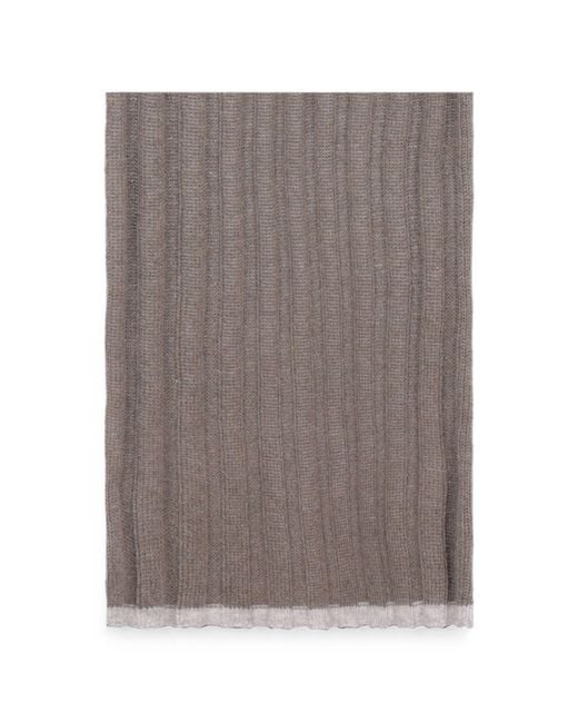 Brunello Cucinelli Gray Ribbed Knitted Scarf for men