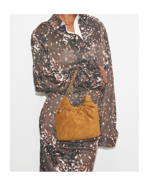 Tory Burch Brown Mini Fleming Soft Hobo Bag