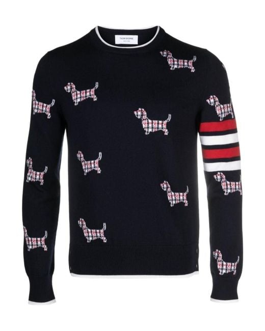 Thom Browne Blue 4-Bar Stripe Grosgrain Loop Jumper for men