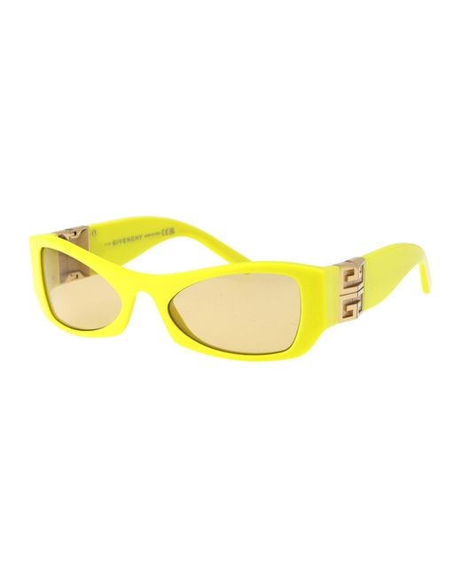 Givenchy Yellow Eyewear Rectangular Frame Sunglasses for men